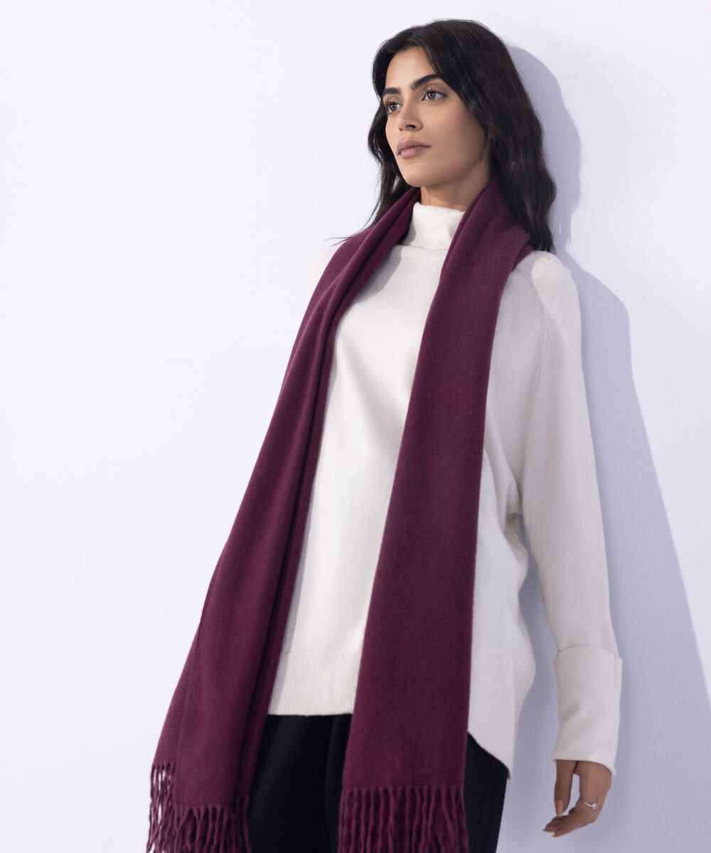 Woman - Red Soft Woven Scarf