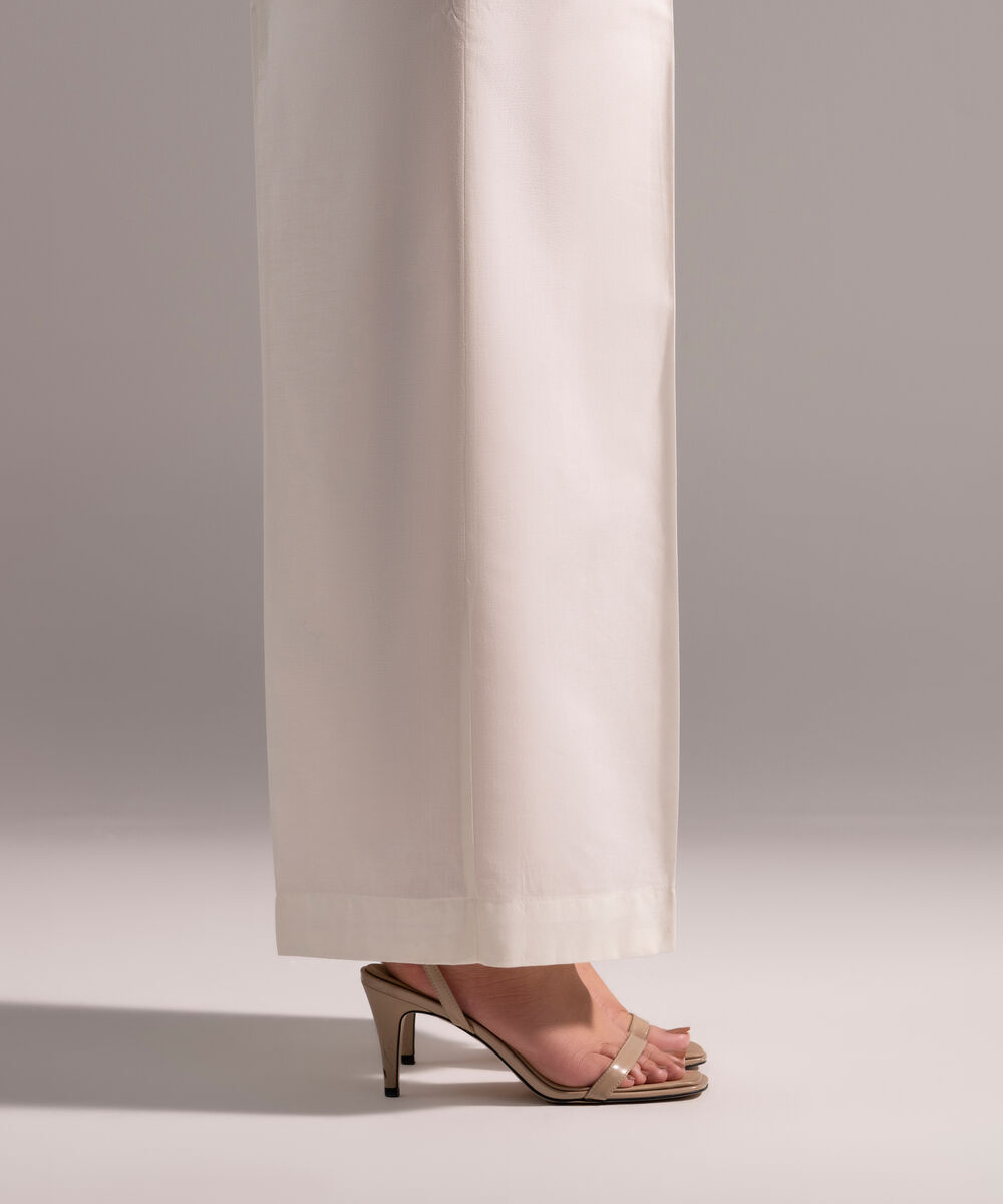 Women's RTW Cambric Solid Off White Culottes