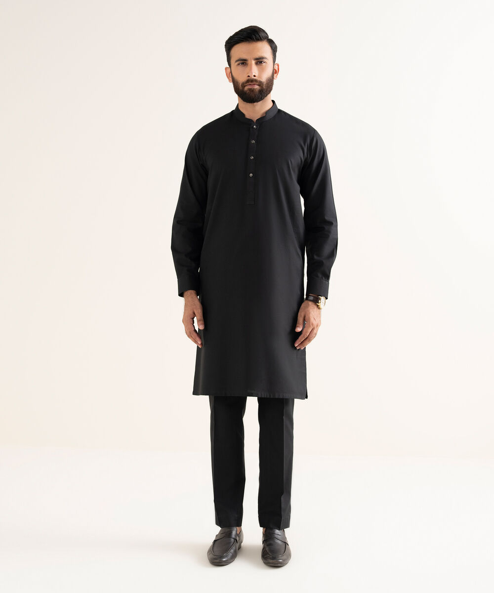 Men's 100% Cotton  Plain Black Kurta Trouser