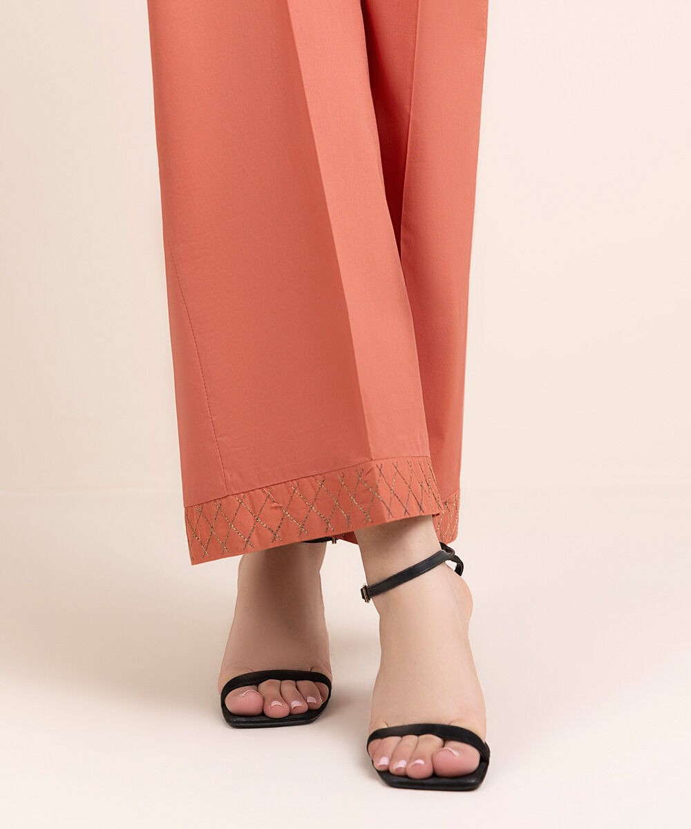 Woman - Orange Solid Cambric Culottes
