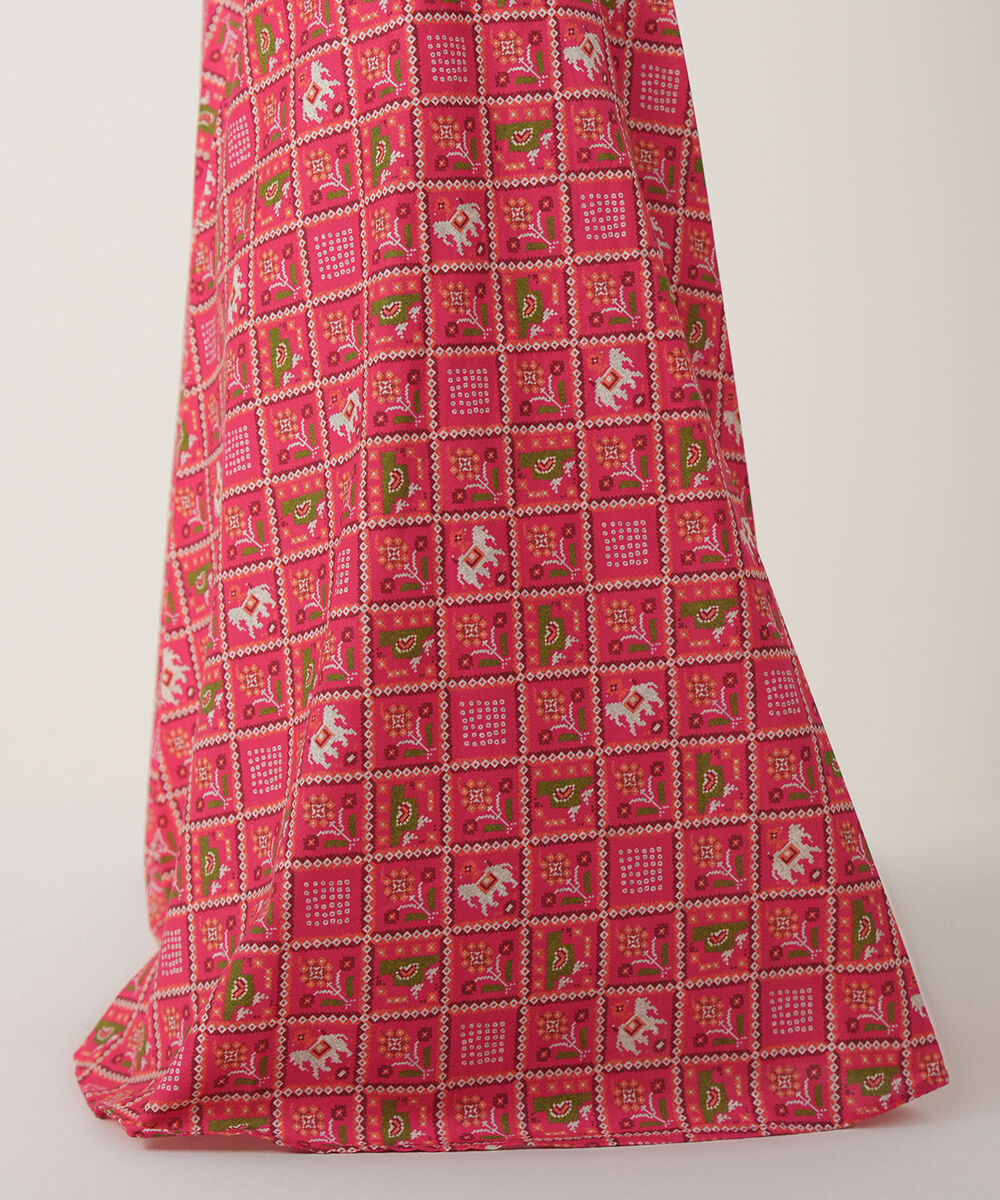 Women's RTW Cambric Pink Printed Trousers