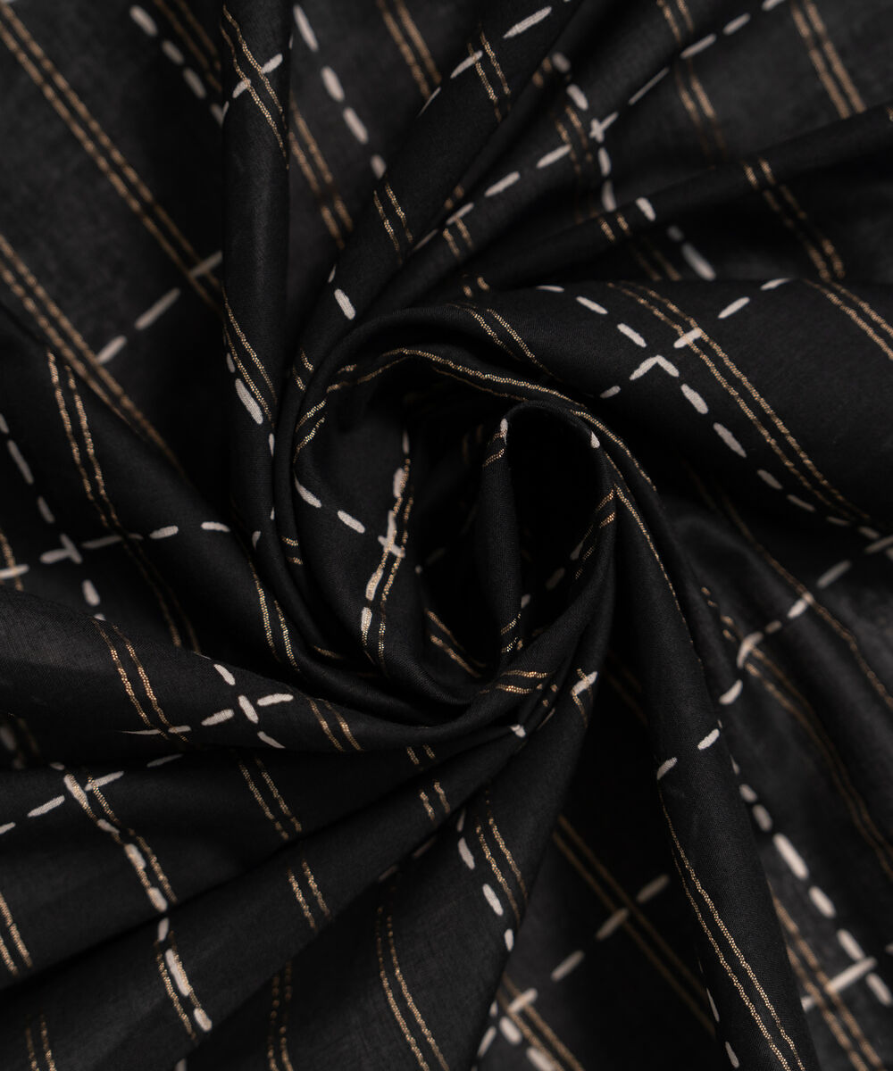 Zari Lawn Printed Black Dupatta