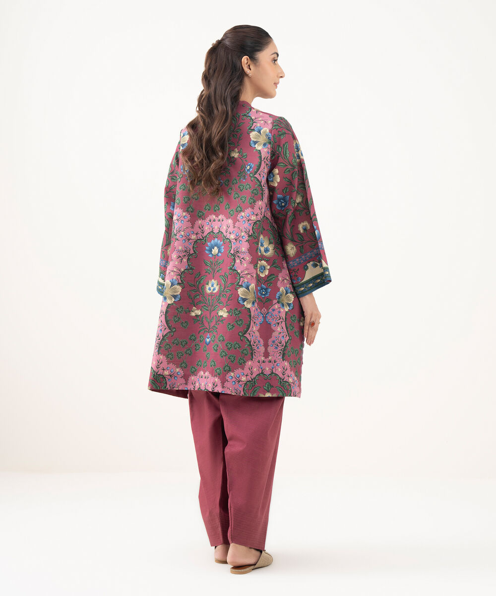 Women's Unstitched Light Khaddar Printed Pink 2 Piece Suit