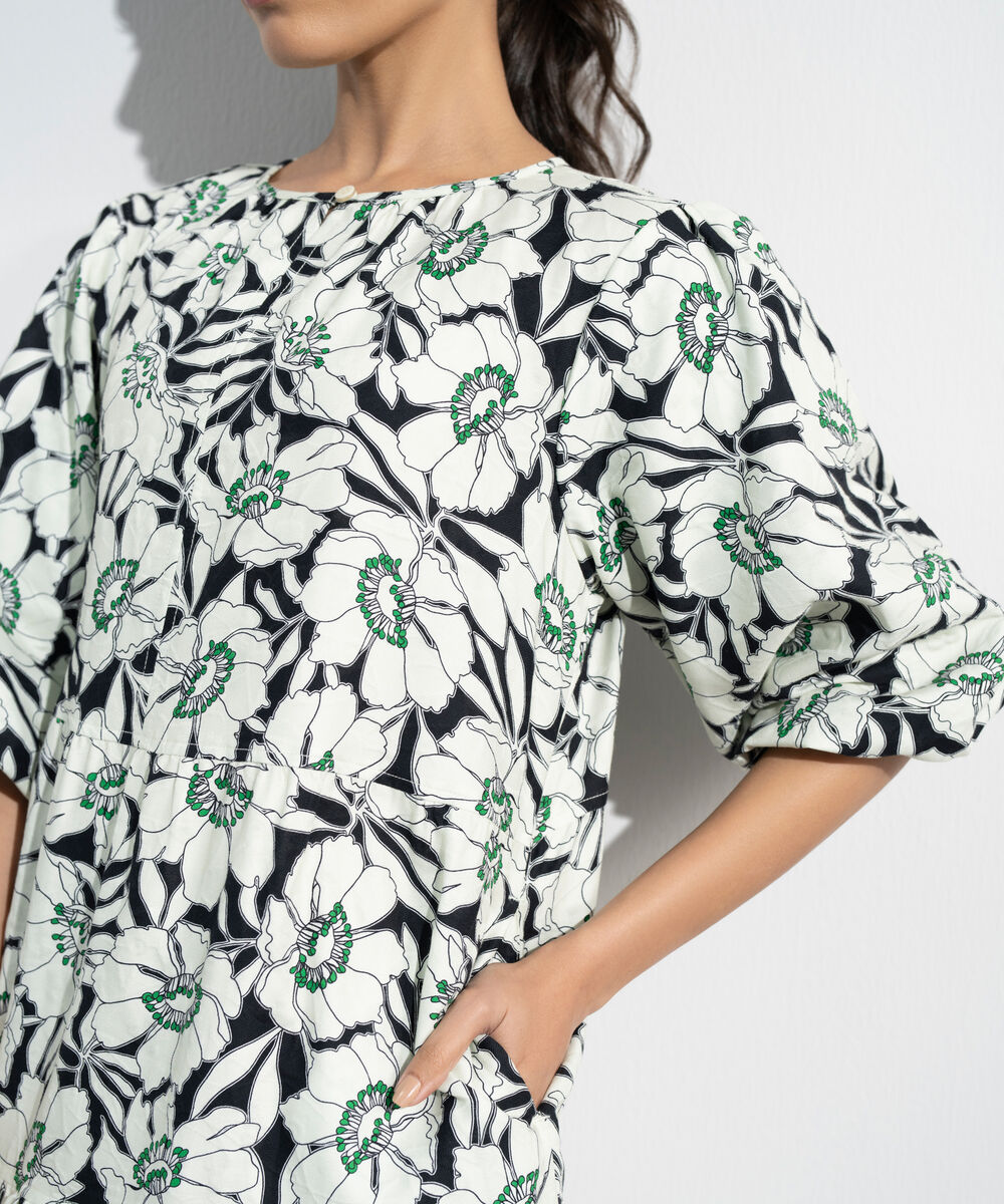 Women's Western Multi Floral Print Jacquard Dress