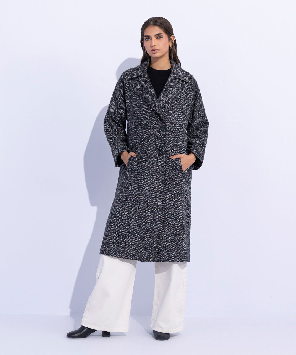 Woman - Black Oversized Raglan Coat