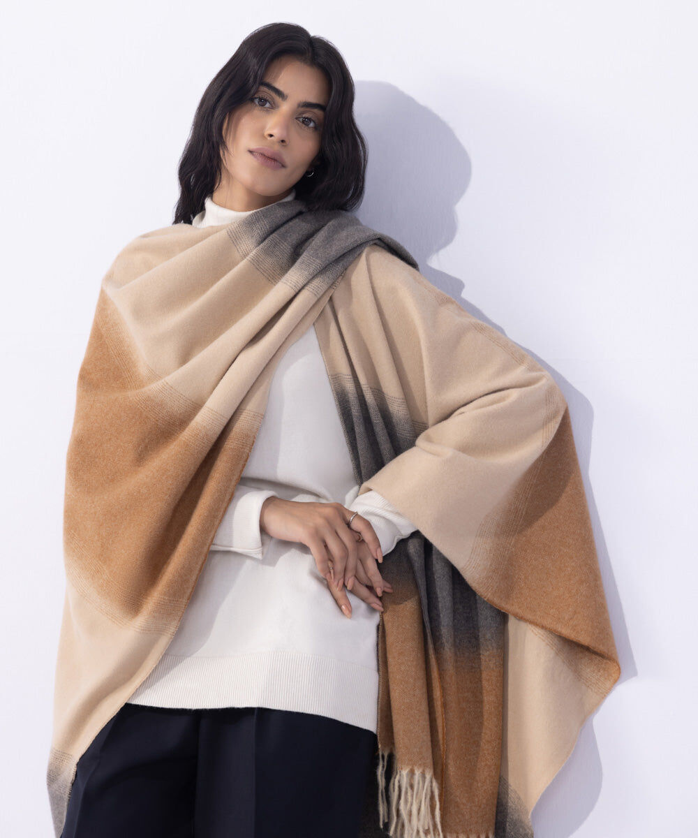 Woman - Beige Cape Shawl