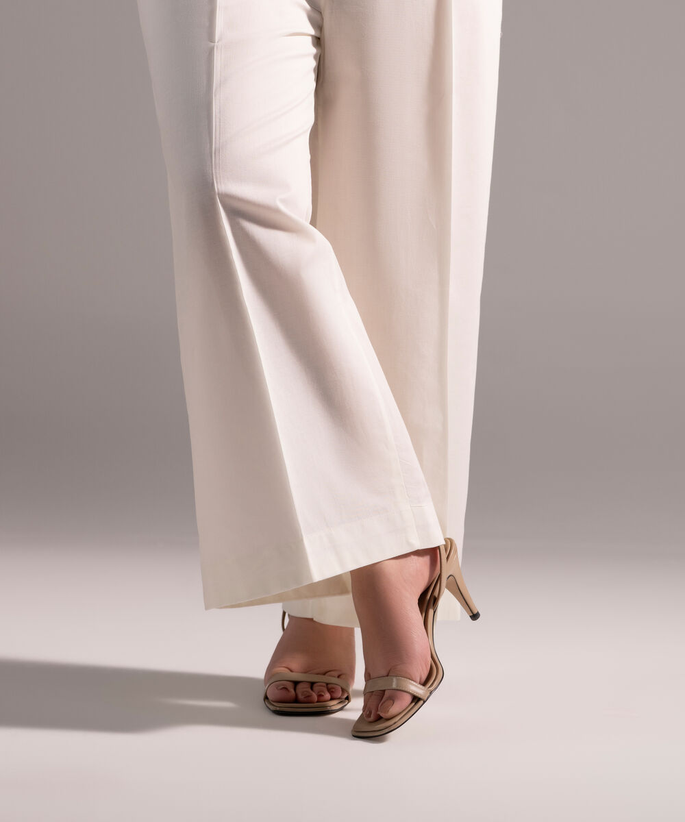 Women's RTW Cambric Solid Off White Culottes
