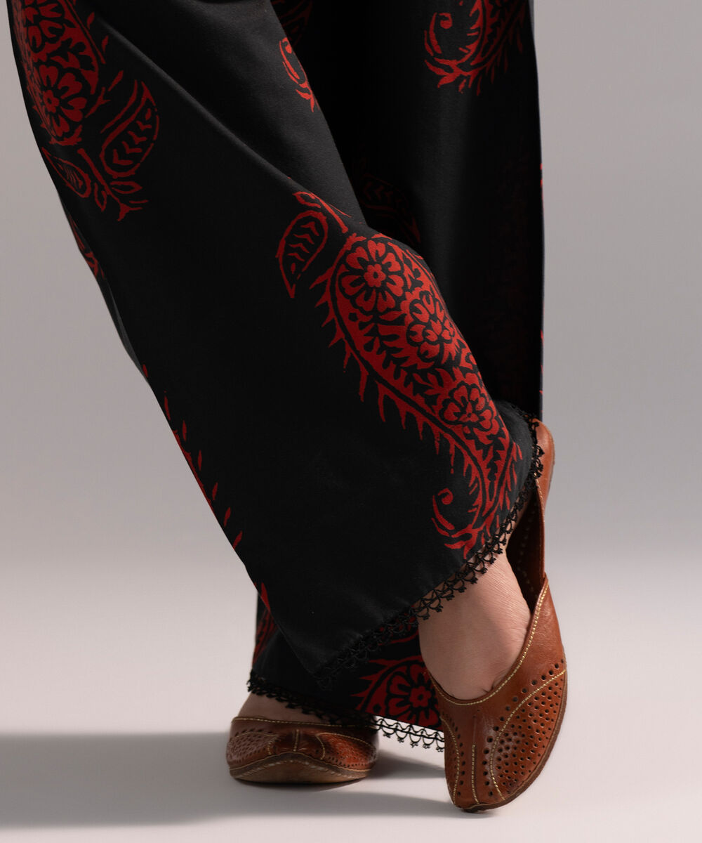 Women's RTW Cambric Printed Black Farshi Shalwar