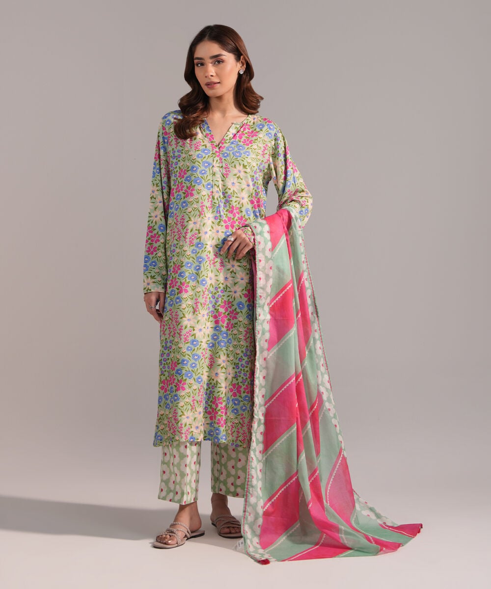 Lawn Printed Green Dupatta