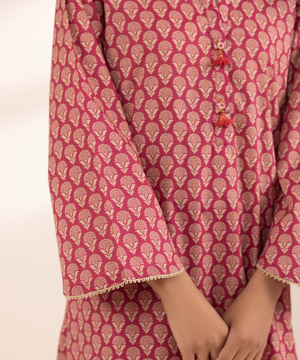 Women's RTW Cross Hatch Pink Printed A-Line Shirt