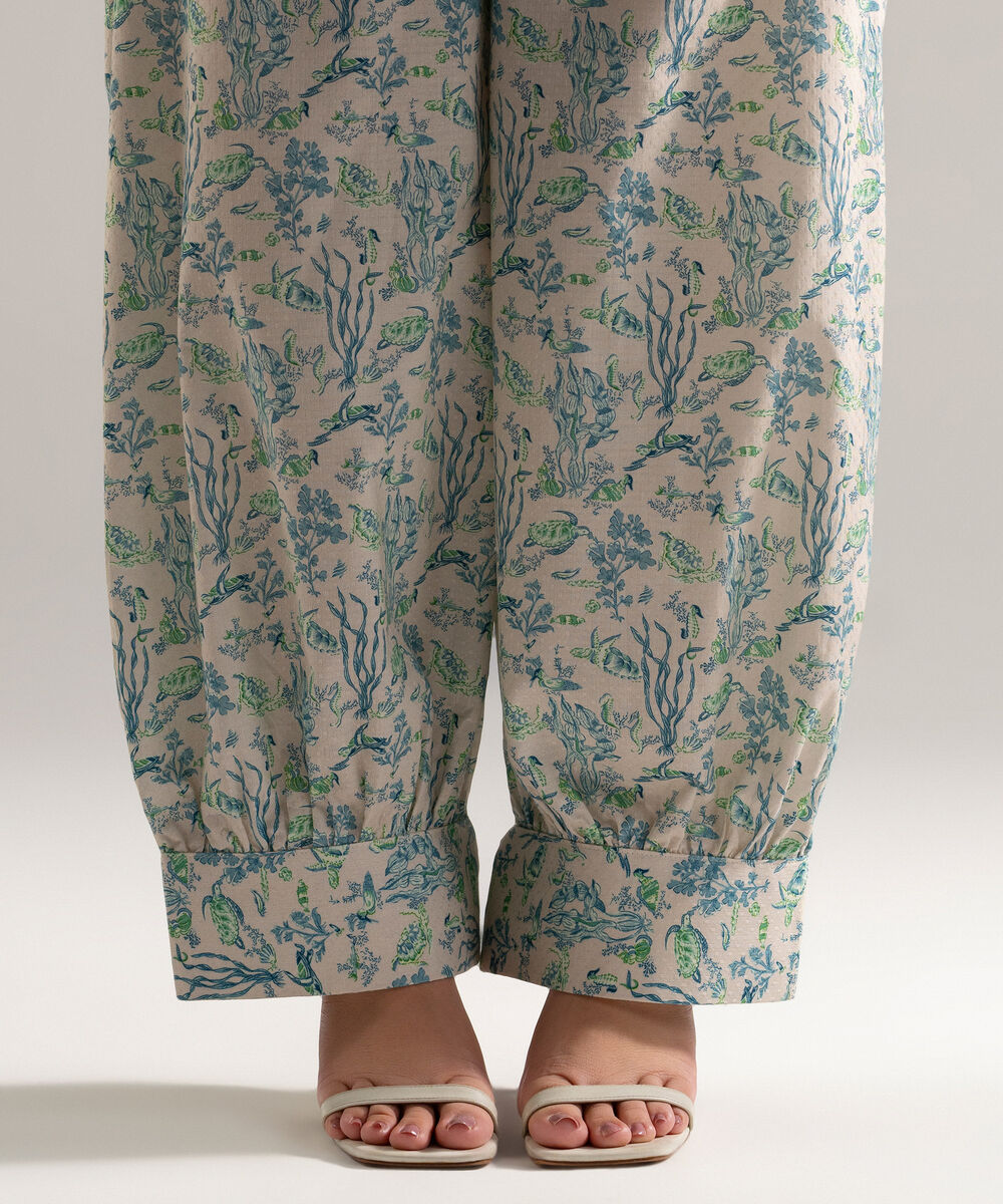 Women's RTW Dobby Printed Off White Balloon Pants