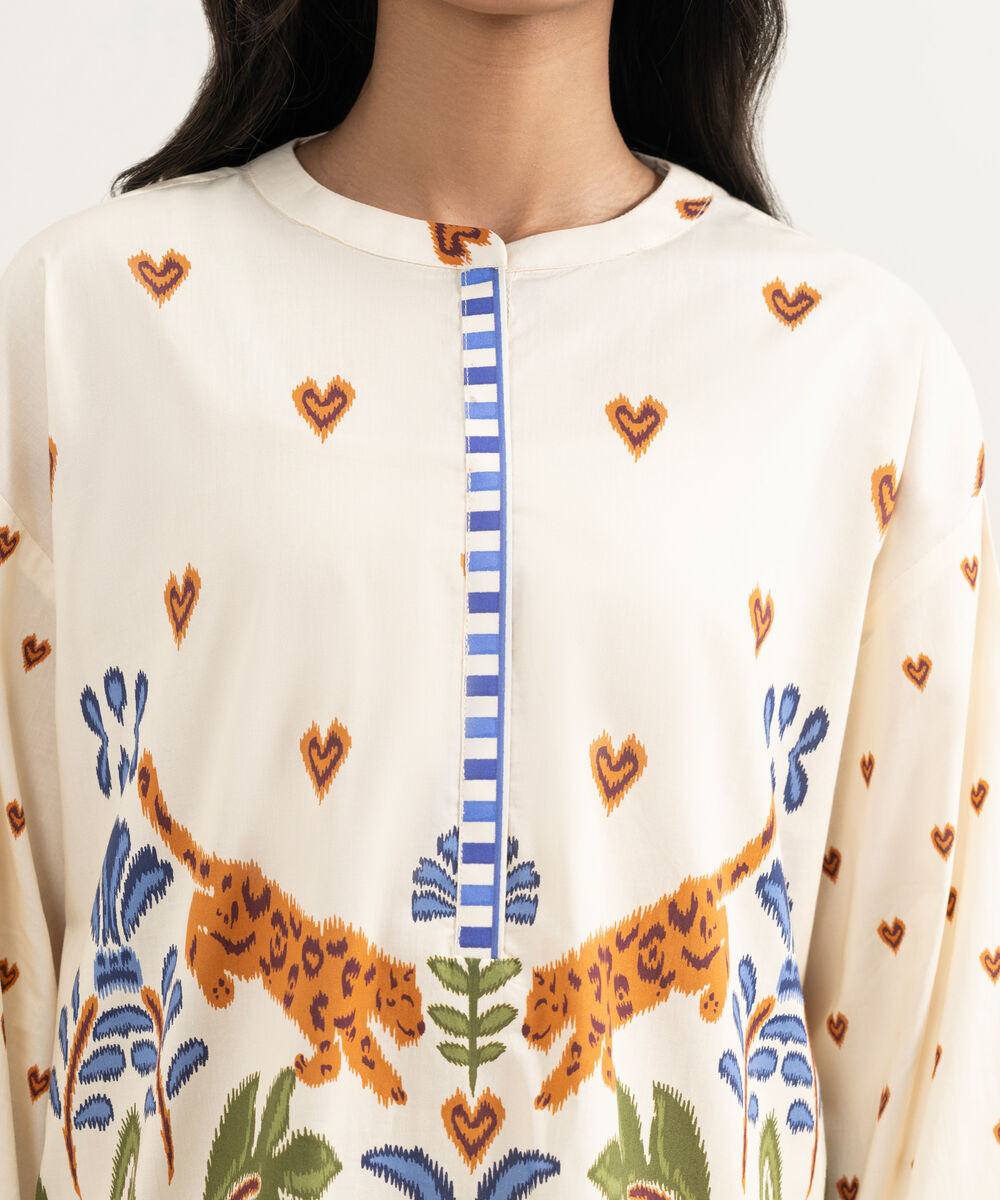 Women's RTW Cambric Embroidered Off White Boxy Shirt