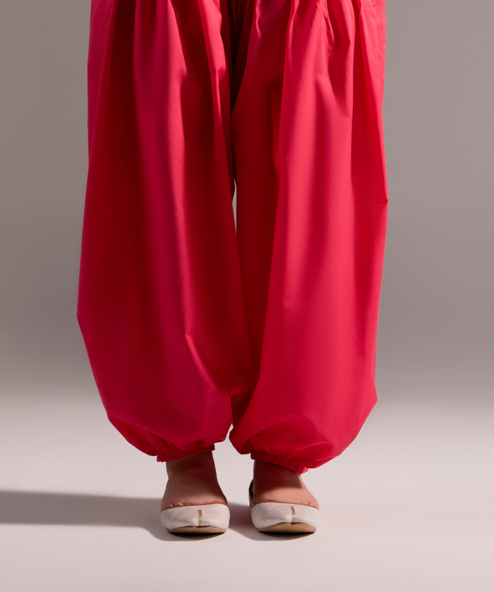 Women's RTW Cambric Solid Pink Balloon Pants