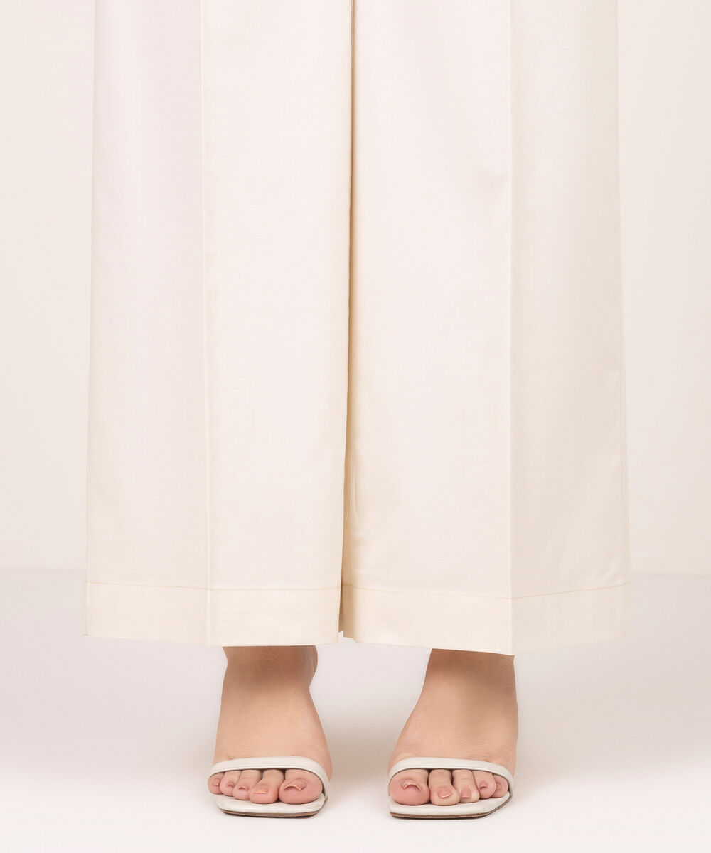 Women's RTW Cambric Solid Beige Culottes