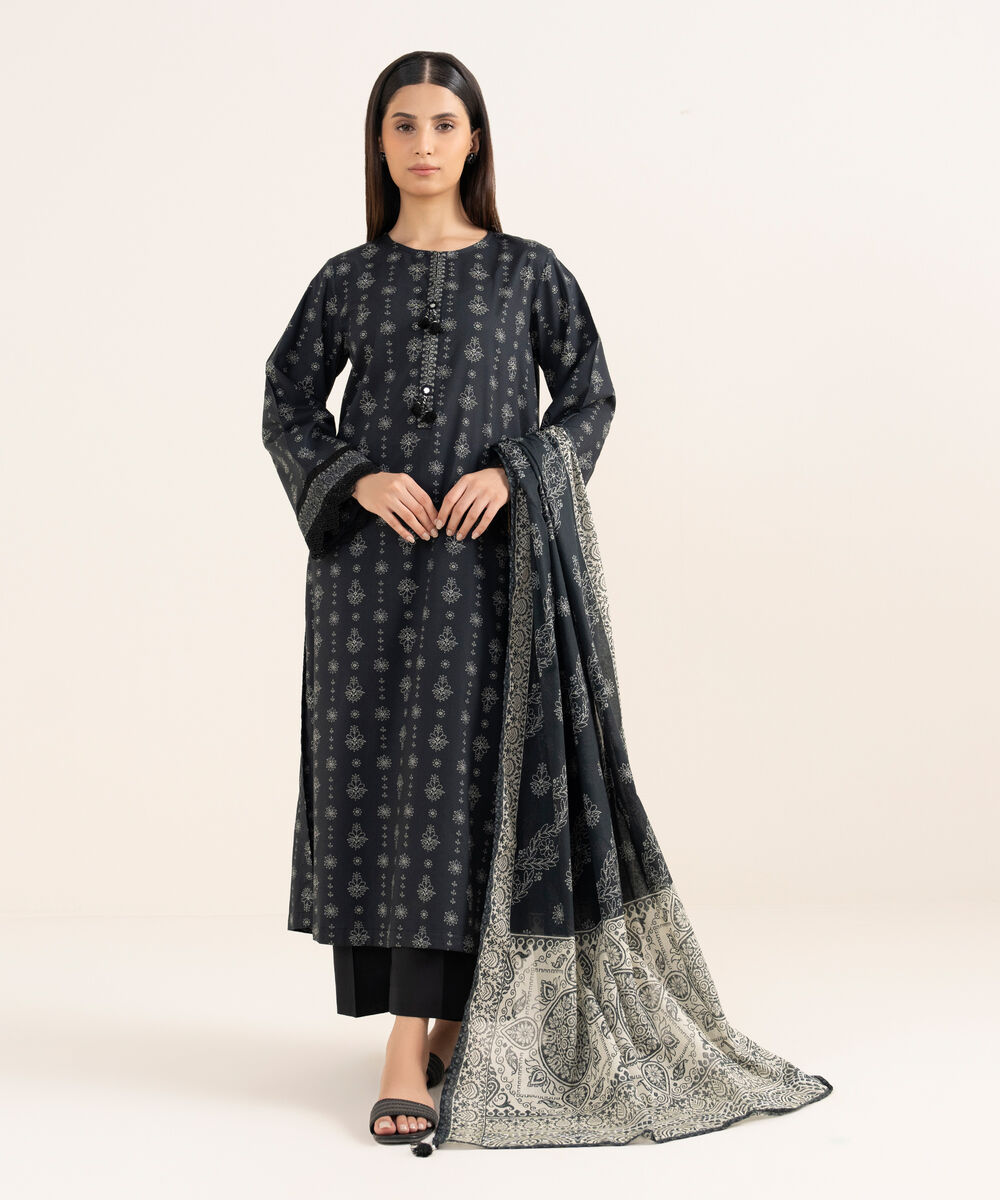 Lawn Black Printed Dupatta