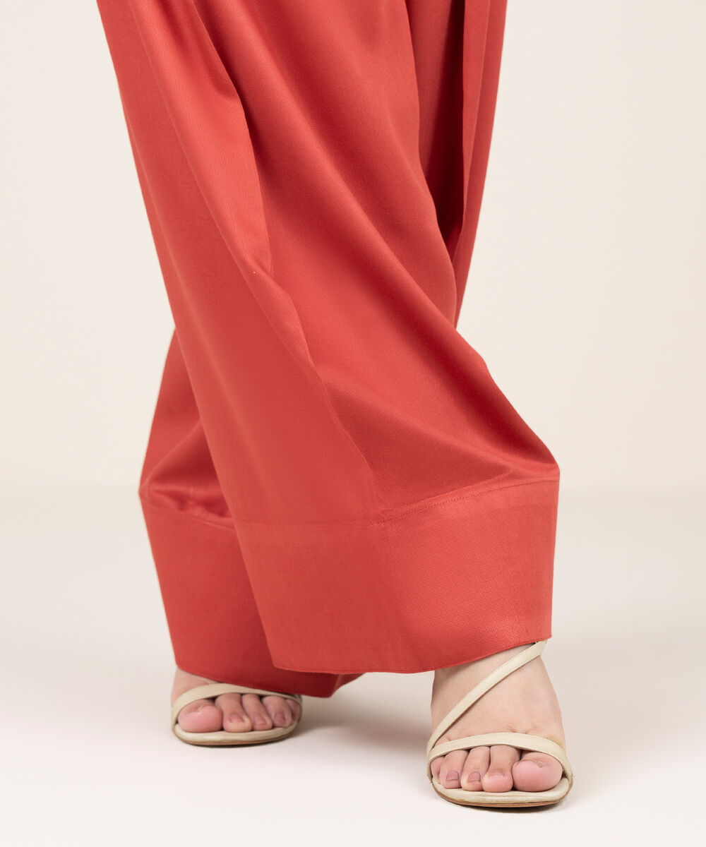 Women's RTW Bedford Solid Rust Farshi Shalwar