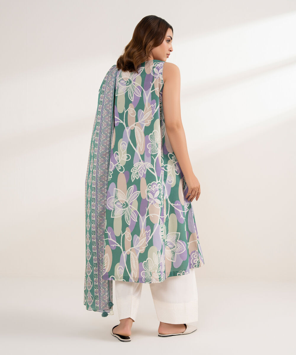 Women's Unstitched Lawn Printed Multi 2 Piece Suit