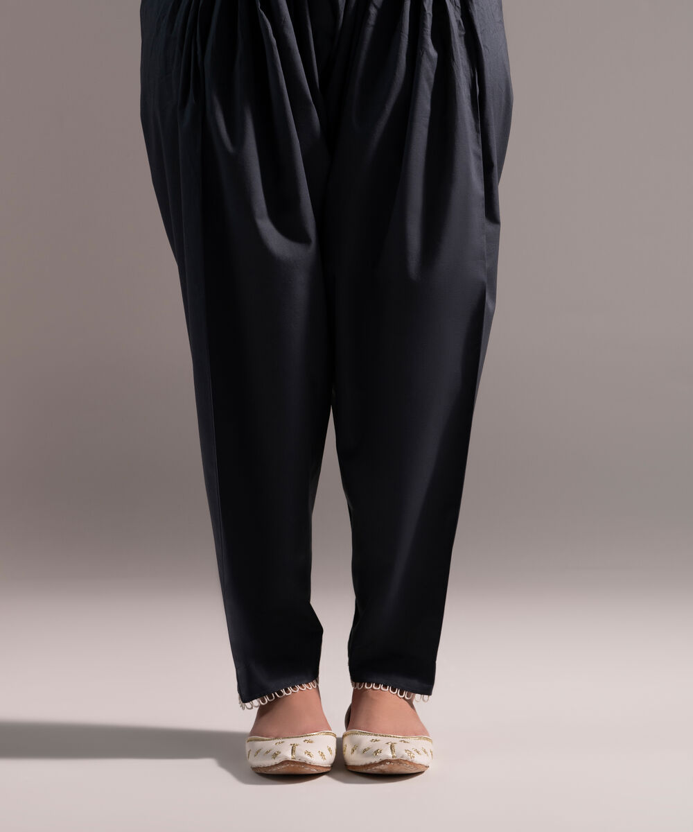 Women's RTW Cambric Solid Charcoal Grey Skinny Shalwar