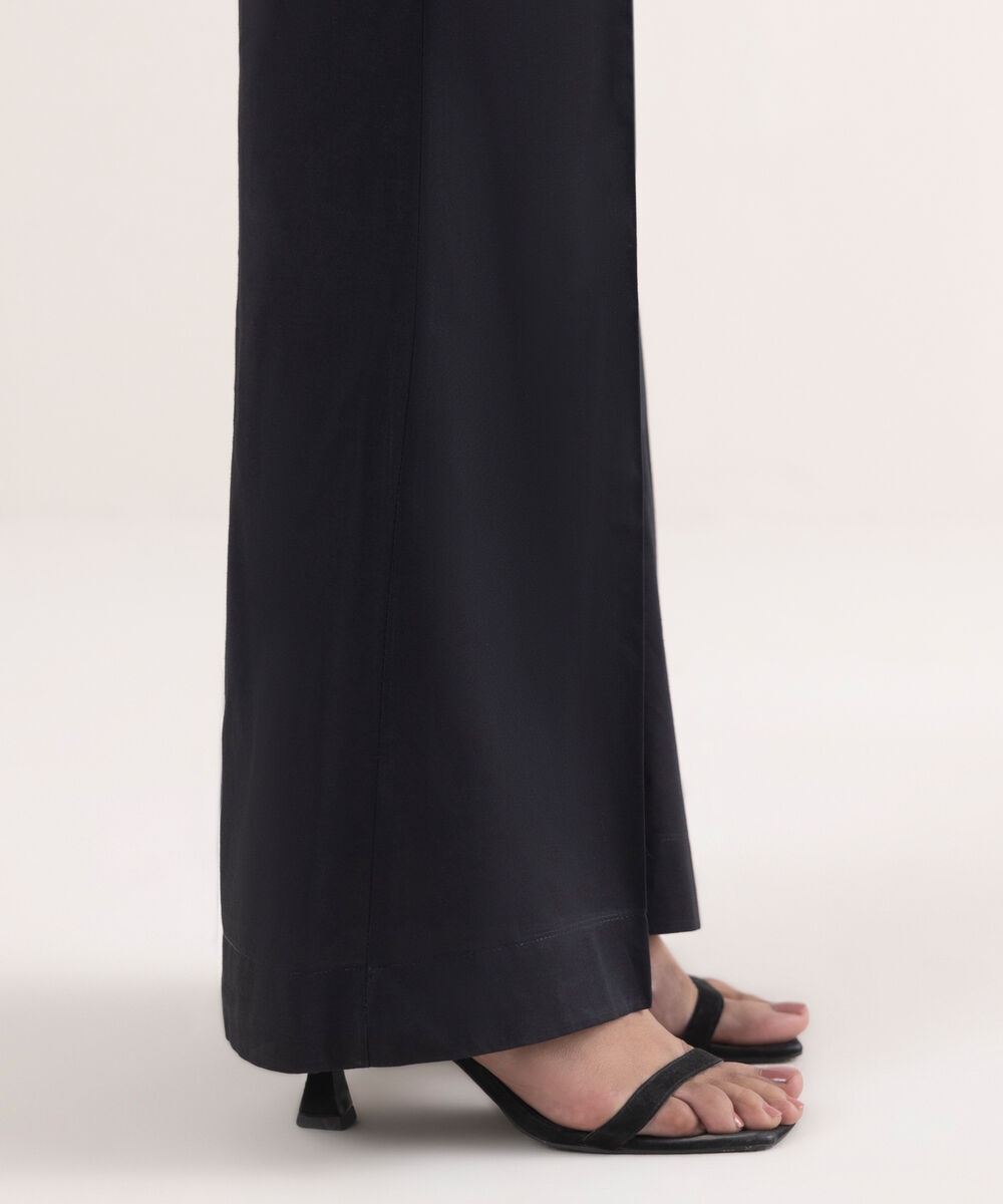 Women's RTW Khaddar Solid Black Boot Cut Pants