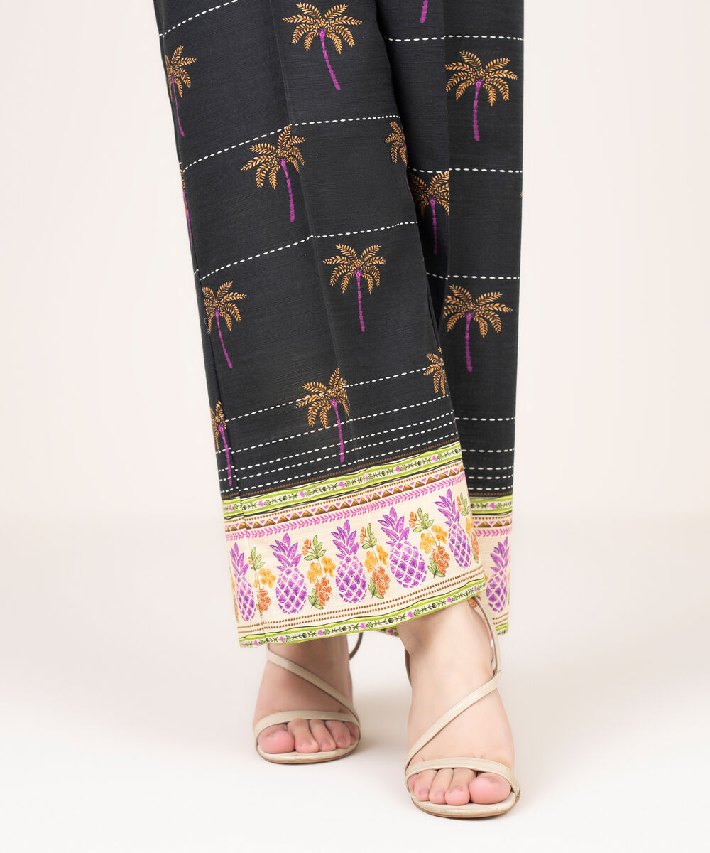 Women's RTW Light Khaddar Printed Black Culottes