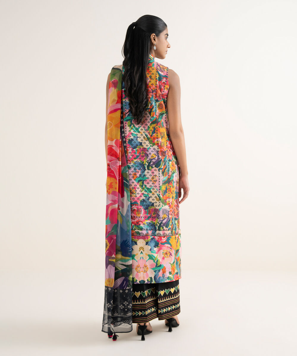 Women's Unstitched Cotton Printed Multi 2 Piece Suit