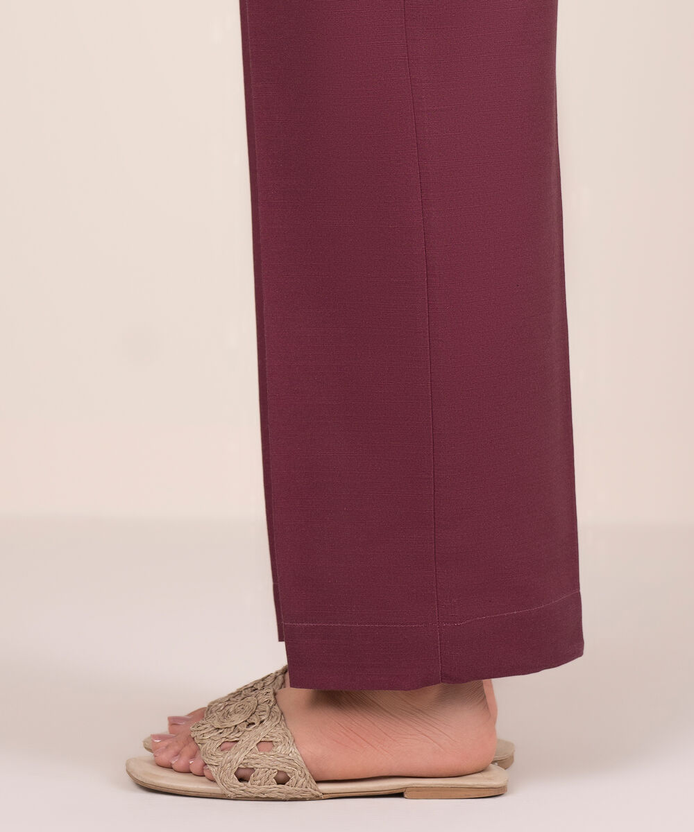 Women's RTW Cambric Solid Purple Straight Pants