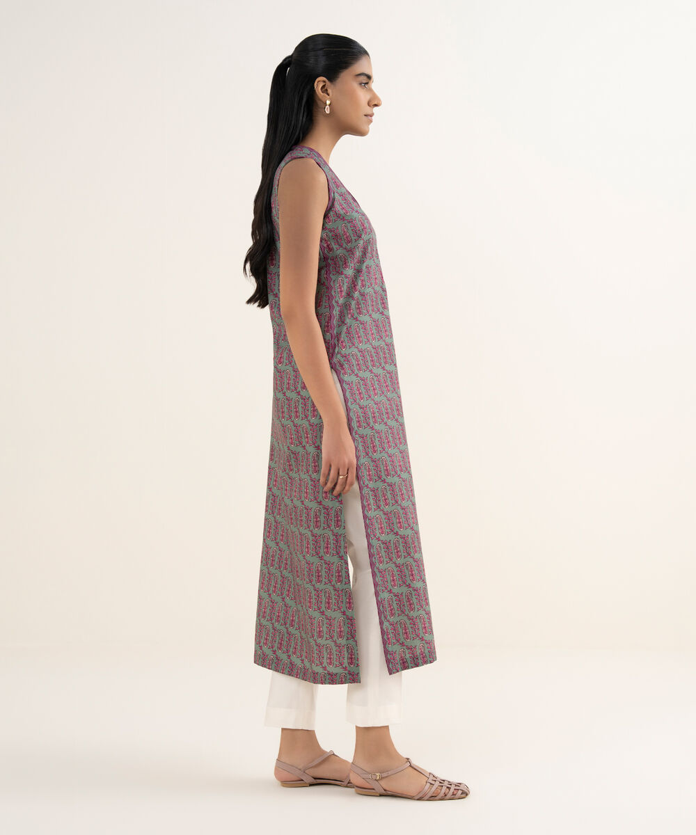 Women's Unstitched Cotton Printed Multi Shirt