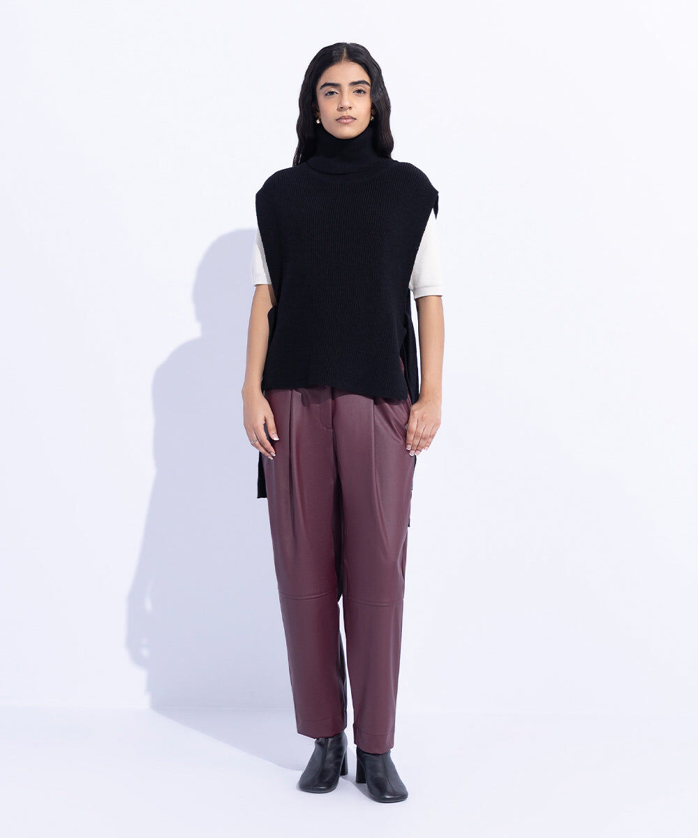 Woman - Black Turtle Neck Sweater Vest