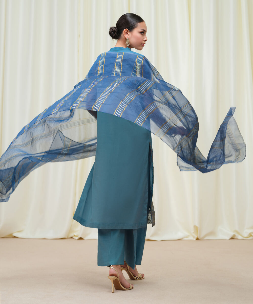 Women's Unstitched Blended Net Dyed Three Piece Suit