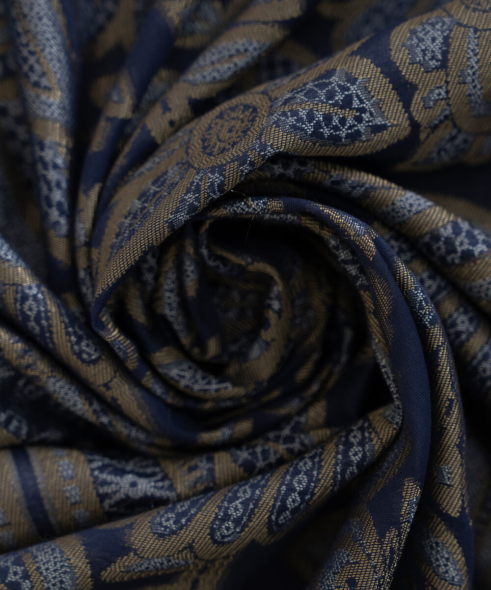 Extra Weft Jacquard Blue Solid Dupatta