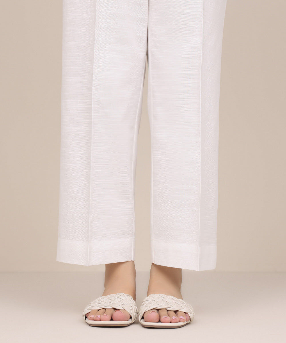 Women's Unstitched Khaddar Beige Printed Trousers Fabric