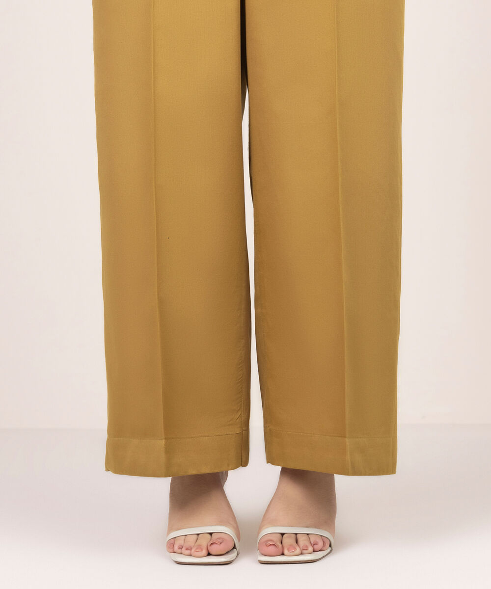 Women's RTW Cambric Solid Brown Culottes
