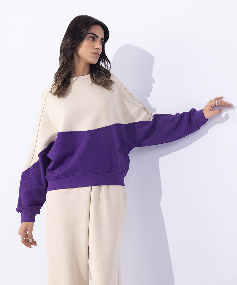 Woman - Purple Color Blocked Sweatshirt
