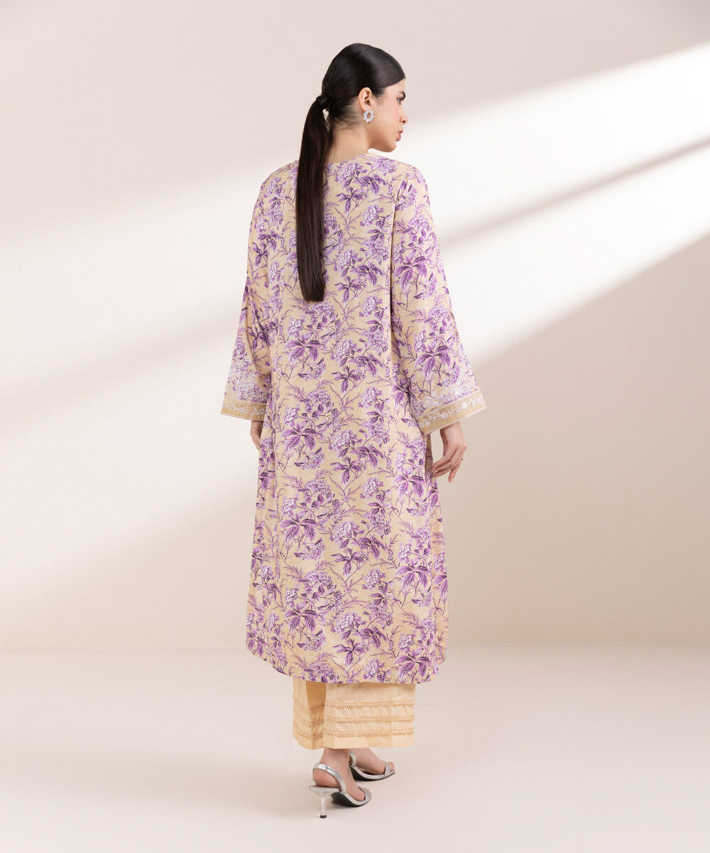 Women's Pret Arabic Lawn Purple Embroidered A-Line Shirt
