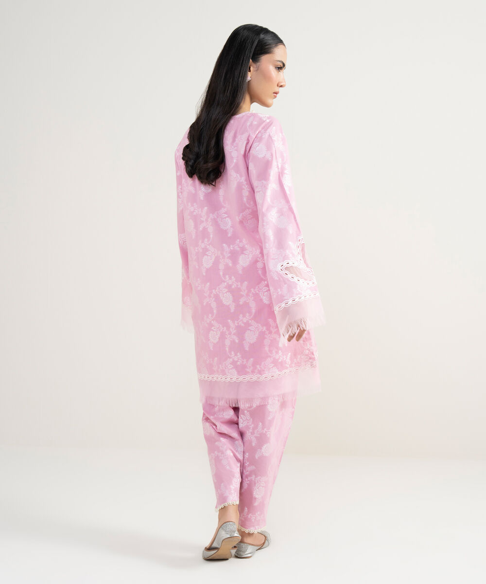 Women's RTW Extra Weft Jacquard Embroidered Pink 2 Piece Suit