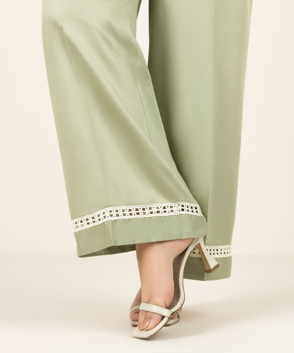 Women's RTW Cambric Solid Green Culottes