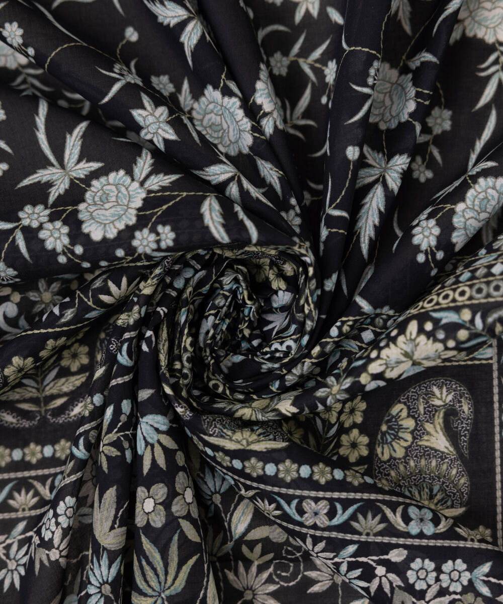 Fine Voile Black Printed Dupatta