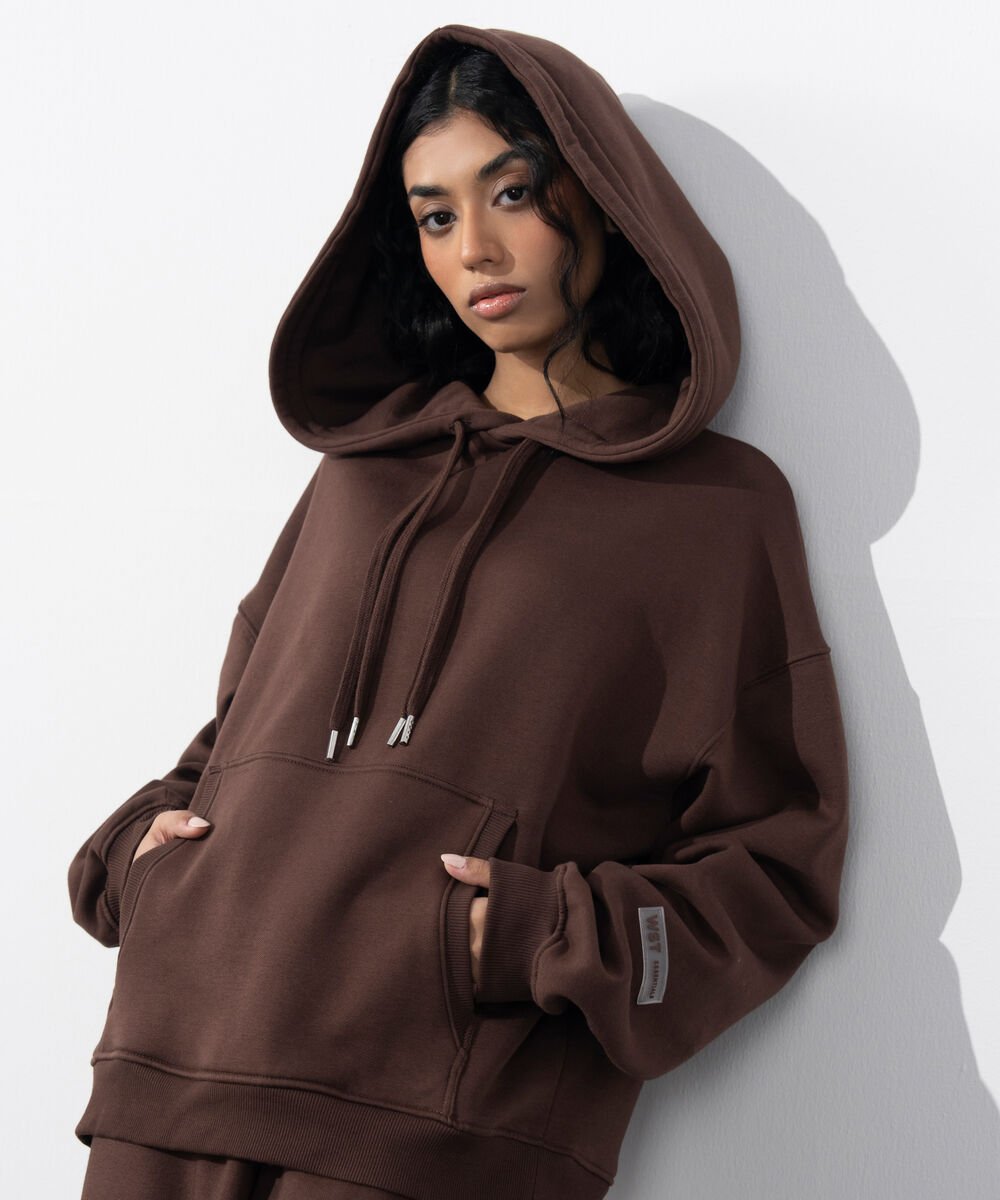 Women's Western Wear Brown Over-Sized Fleece Hoodie