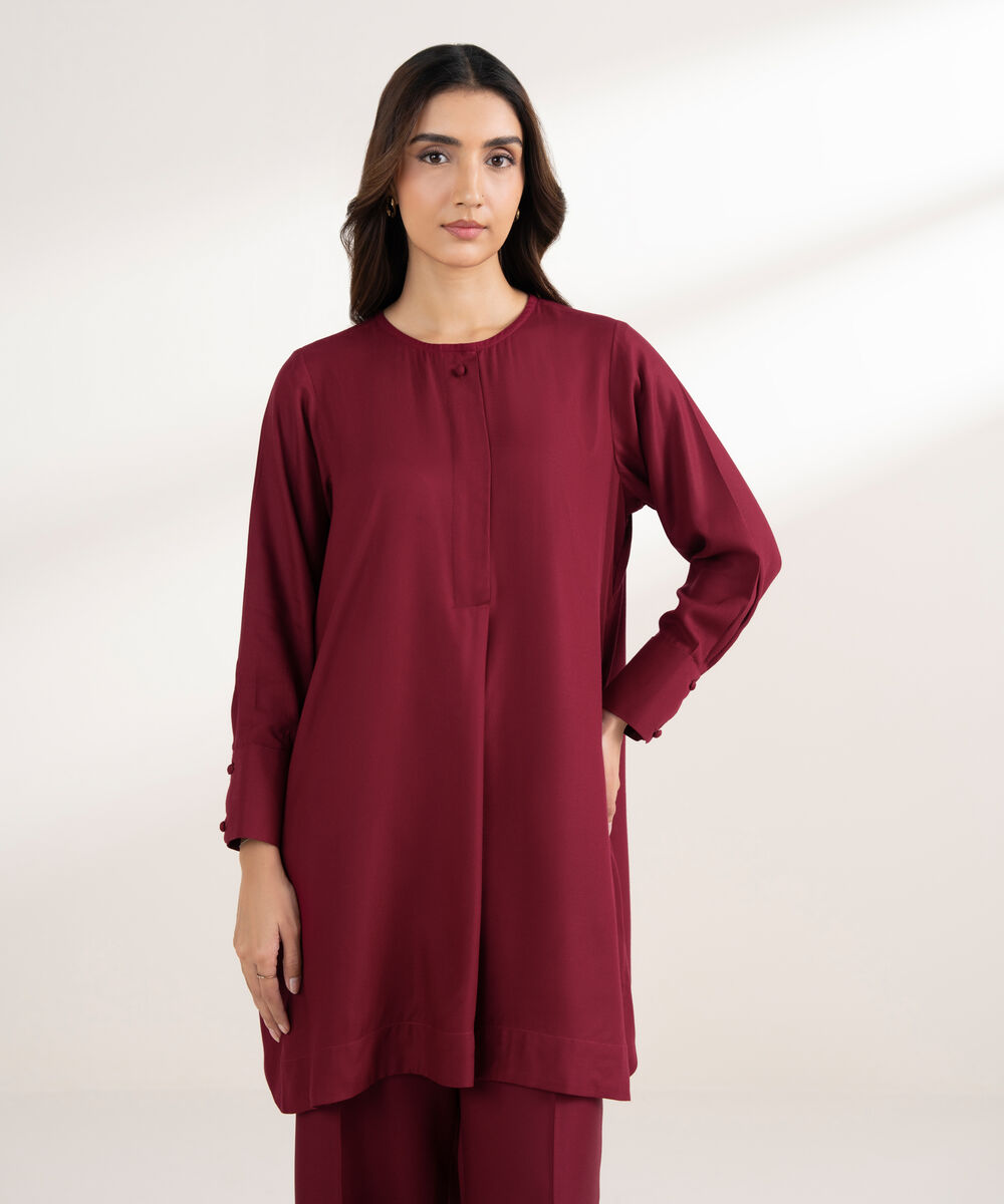 Women's RTW Bedford Solid Purple Straight Shirt