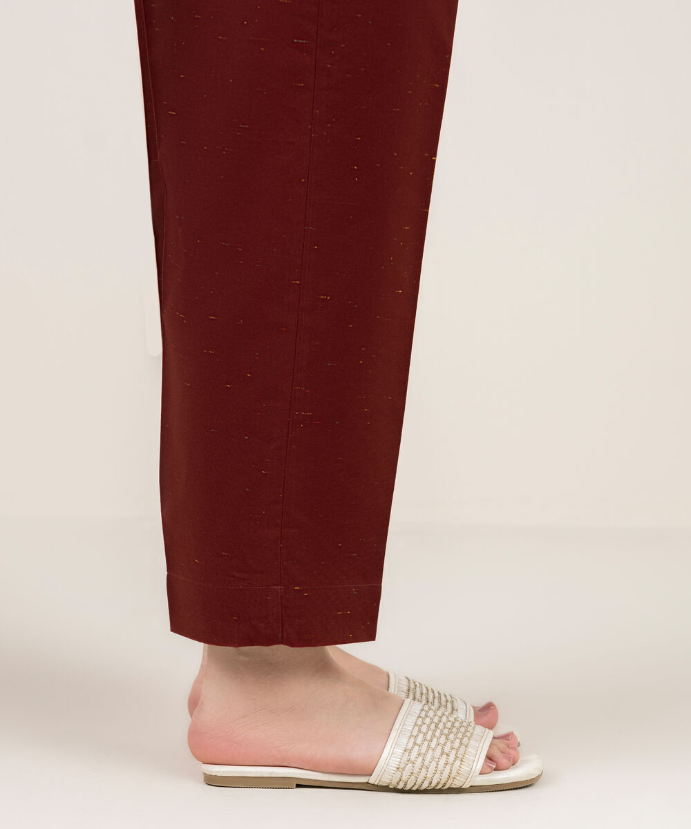 Women's RTW Multi Neps Solid Maroon Straight Pants