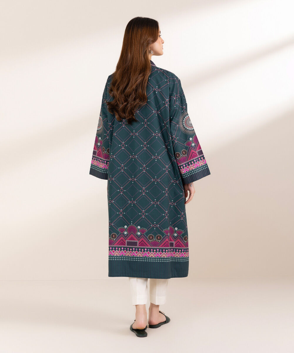 Women's Pret Cambric Green Embroidered A-Line Shirt