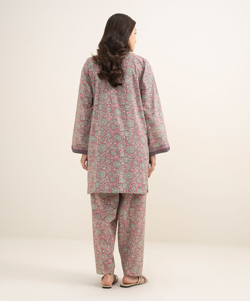 Women's RTW Dobby Embroidered Pink 2 Piece Suit