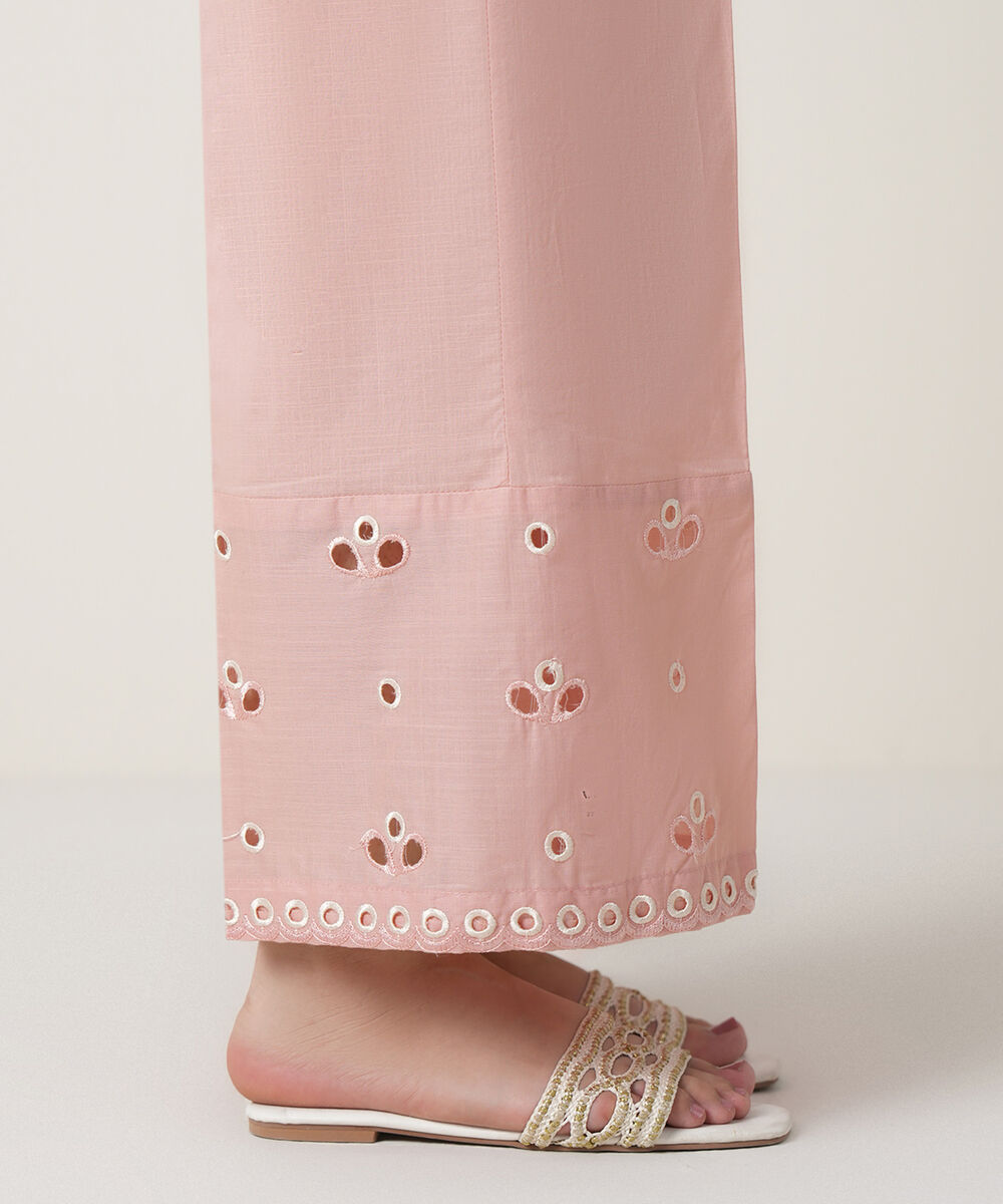 Women's RTW Cross Hatch Pink Embroidered Trousers