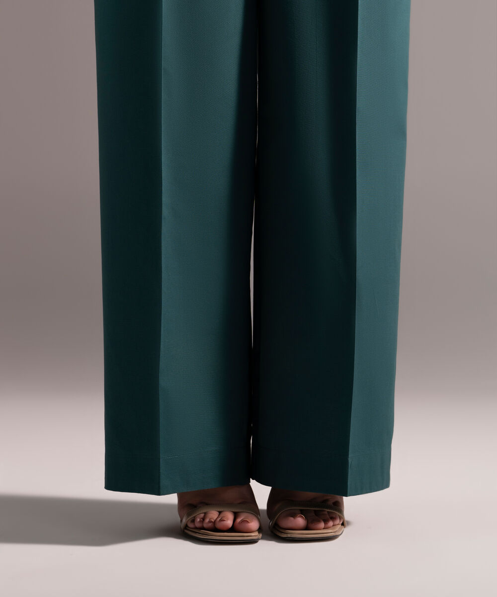 Women's RTW Cambric Solid Dark Green Culottes