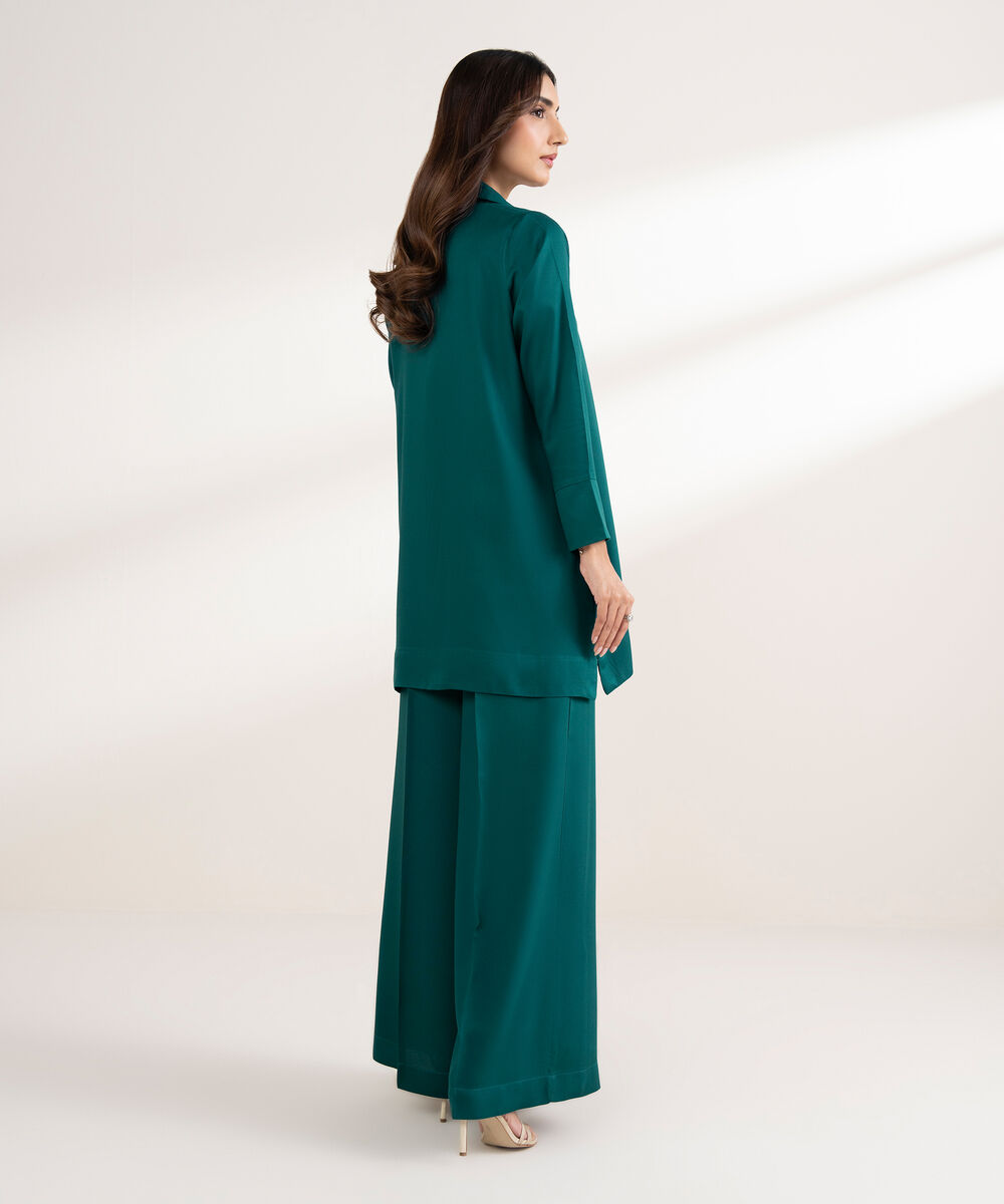 Women's RTW Bedford Solid Button Down Blue Shirt