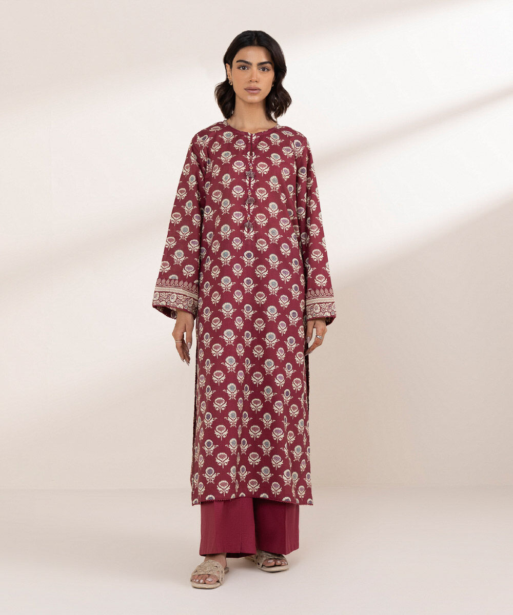 Women's RTW Cross Hatch Red Printed A-Line Shirt