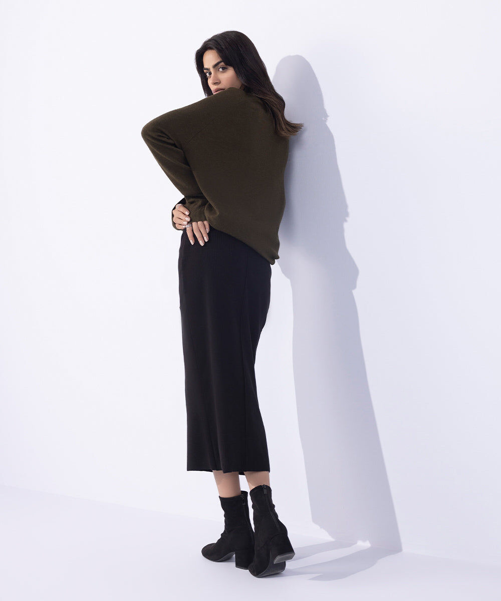 Woman - Black Ribbed Skirt