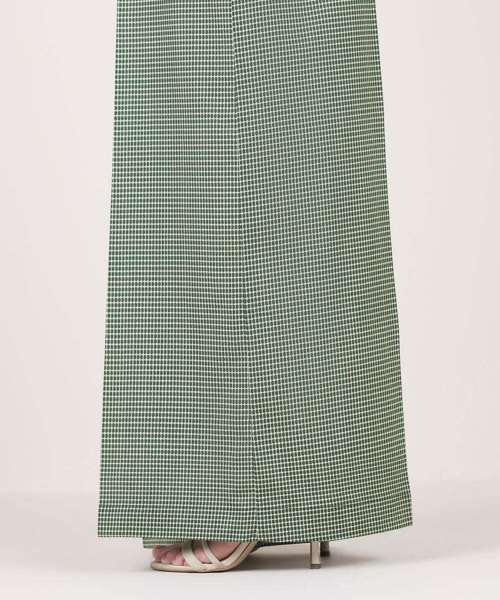 Women's RTW Cambric Green Printed Flared Pants