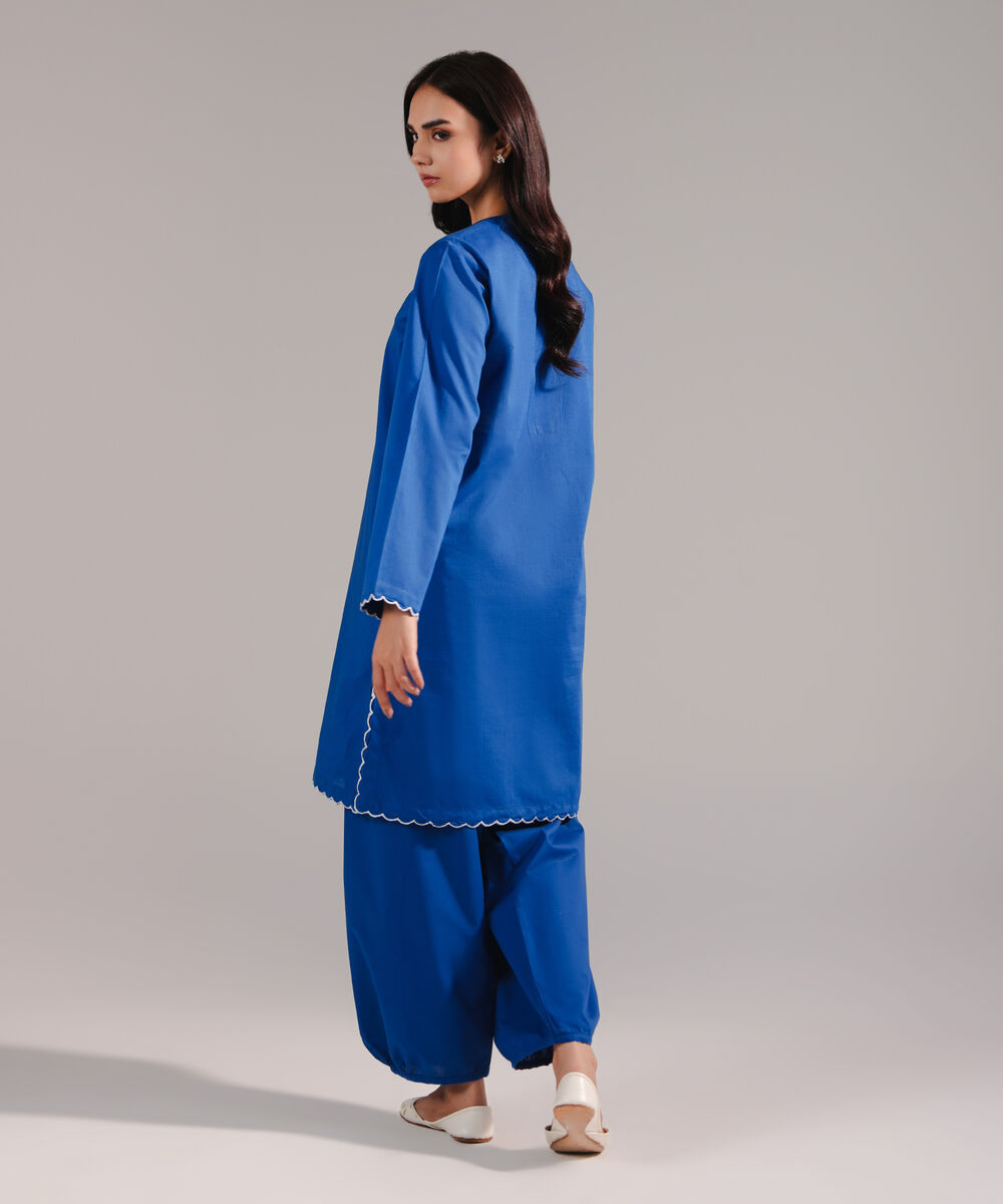 Women's RTW Crosshatch Solid Dark Blue Straight Shirt