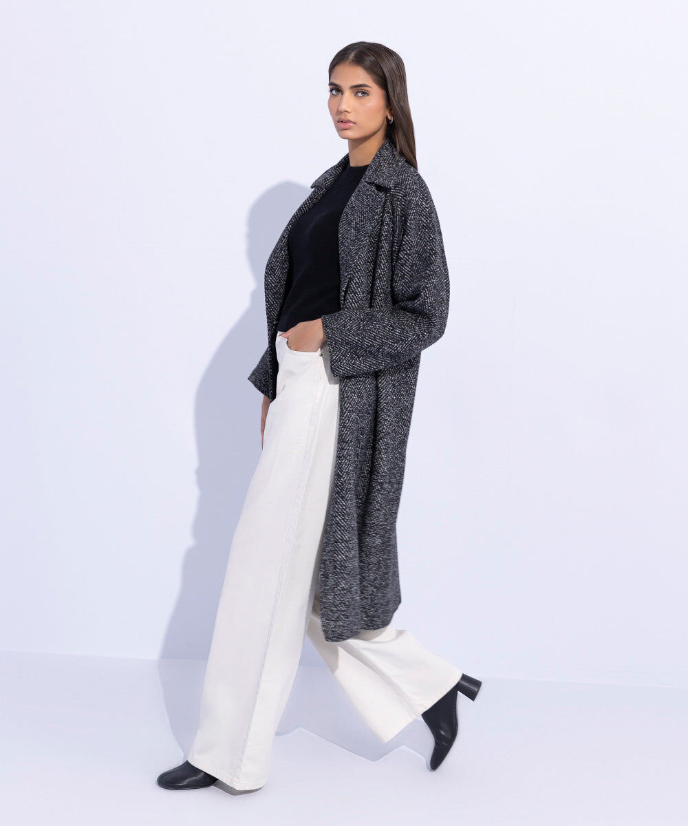 Woman - Black Oversized Raglan Coat